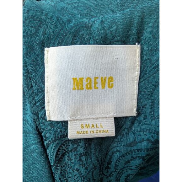 Anthropologie Meave Womens Almeria Green Paisley Blouse Sz S Faux‎ Wrap Emerald - Picture 5 of 7